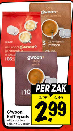  gwoon koffiepads 10 16 36 regular rood le mocca soorten zakken stuks zak 