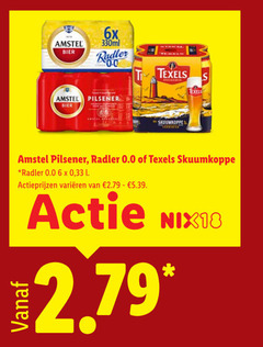  texels amstel radler bier blikjes speciaalbieren 6 6x 330ml 0.0 pilsener skuumkoppe 33 l varieeren 