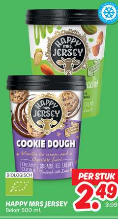  ijsspecialiteit 100 500 diep jersey cookie dough vanilla ice cream and chocolate creamy organic handmade with love biologisch happy beker ml ds natural stuk 3.99 diepvries 