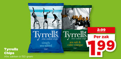  tyrells chips 150 tyrrells zakken cooked crisps simply sea salted salt cider vinegar zak 