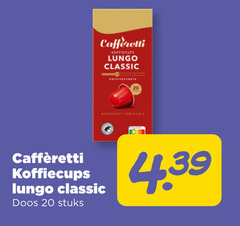  cafferetti koffiecups 20 lungo classic espresso compatible doos stuks 
