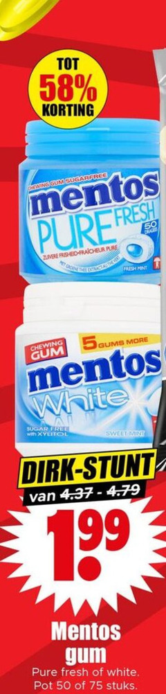  mentos kauwgom 50 chewing gum fresh fraicheur groene mint gums white sugar free with sweet pot stuks 