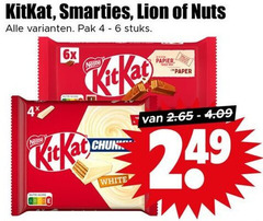  kitkat nuts lion smarties chocoladerepen 4 6 pak stuks 6x nestle papier paper white 