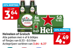  heineken grolsch blikjes bier 4 6 25 4x 6x 330ml premium pilsner nek pakken liter varieeren 5.99 