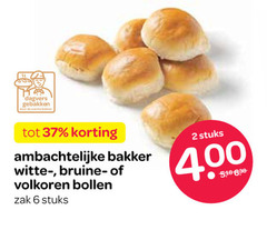 2 6 gebakken warme bakker ambachtelijke witte- bruine volkoren bollen zak stuks 