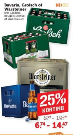  grolsch bavaria warsteiner krat bier 25 beugels 24x30cl 