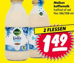  2 melkan koffiemelk halfvol fles ml zacht volle mild flessen 