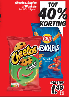  40 cheetos bugles wokkels zak nibbit sticks paprika flavour nutri score stuk 