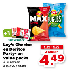  2 pack naturel nacho cheese 1 stickerpack cheetos doritos party zakken 