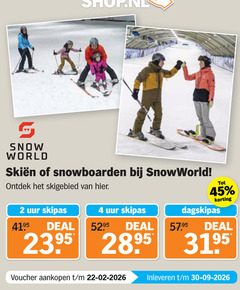 2 4 45 snow world snowboarden snowworld skigebied uur skipas deal 23 28 voucher inleveren 