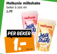  200 melkunie milkshake beker ml milk liter shake banaan 