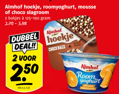  2 almhof hoekje roomyoghurt mousse choco slagroom bakjes dubbel deal kilo v.a. balls room yoghurt spaanse 