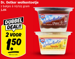  2 dr. oetker wolkentoetje bakjes choco dubbel deal vanille kilo v.a. 