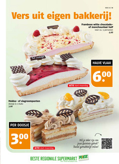  2 5 19 week vers bakkerij framboos witte chocolade ca. personen mokka slagroompunten doosje stuks 3.99 00 halve vlaai start maandag 60 favoriete gebak online regionale supermarkt poles supermarkten 