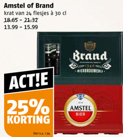 24 25 30 1340 amstel of brand krat van flesjes e  cl 18.65 - 21.32 13.99 15.99 bierbrouweri act   e   korting liter v.a. 1.94 bier