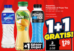  1 2 aquarius fuzetea power fuze tea fles ml stuk mango spaar zegel stuks 