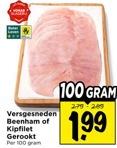  100 slagerij beter leven versgesneden beenham kipfilet gerookt 