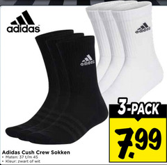  3 45 adidas sokken pack maten kleur zwart wit 