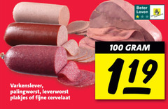 klik op dit plaatje voor een vergroting en voor vergelijkbare aanbiedingen gerelateerd aan
100 beter leven varkenslever palingworst leverworst plakjes fijne cervelaat 100 beter leven varkenslever palingworst leverworst plakjes fijne cervelaat