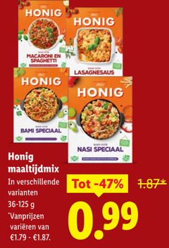  honig maaltijdmix 10 1867 macaroni spaghetti bami lasagnesaus basis nasi varieeren 