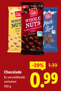  chocolade 100 carre white whole nuts dark chocolate melk lait ge 100g 