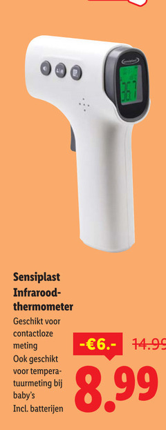  sensiplast infrarood thermometer contactloze meting batterijen 