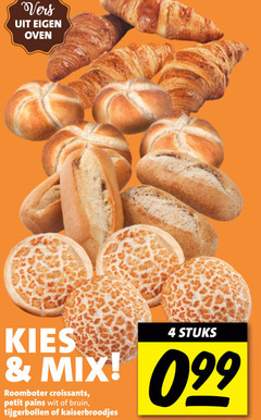  4 vers oven stuks mix roomboter croissants petit pains wit bruin tijgerbollen kaiserbroodjes 