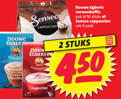  douwe egberts senseo oploskoffie koffiepads 2 8 10 cappuccino douw verwenkoffie pak sticks zak pads stuks latte 