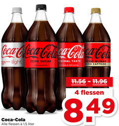  coca-cola cola 4 coca freshing taste calories sugar original zero light refreshing caffeine flessen 1 5 liter 