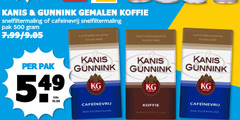  kanis en gunnink koffie 500 gemalen snelfiltermaling pak kilo 