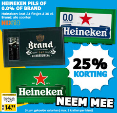 3 24 25 30 1340 1873 heineken pils of 0.0   brand   krat flesjes e  cl . alle soorten nix18 alcohol free est stgar wilke bierbrouwerij korting 19.99 prijsvoorbeeld   14.99 neem mee   m.u.v. gekoelde varianten   max kratten per klant  