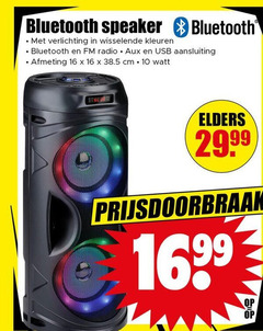  10 16 bluetooth speaker verlichting wisselende kleuren fm radio aux usb aansluiting cm watt elders 
