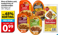  4 5 8 42 65 99 100 mora hebro loaded fries snackbroodjes pakken stuk pittige pindasaus xl malse kip topping bbq chicken milde pulled min stokjes ajam sate samengesteld varkensvlees beter welzijn info kipfilet 