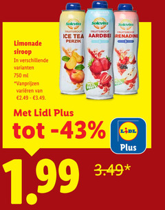  750 limonade solevita fruitsiroop ice tea aardbei perzik siroop ml varieeren 
