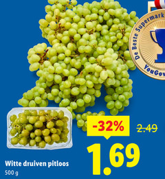 druiven 500 supermarkt witte pitloos 