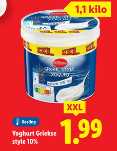  10 millen yoghurt creamy 1 kilo milbona style natural koeling griekse xxl 