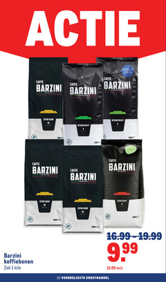  barzini koffiebonen 1 6 8 10 1000 caffe italian espresso dark intensiteit ge medium roast lood biologisch zak kilo groothandel 
