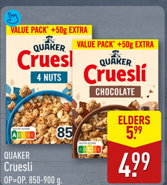  4 pack quaker cruesli nuts chocolate nutri score elders 