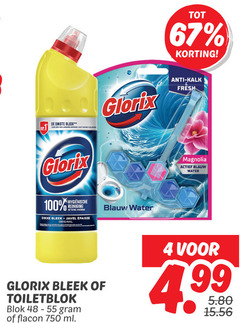  4 100 750 glorix anti kalk fresh dikste bleek langere werking reiniging nettoyage dikke original blauw water magnolia toiletblok blok flacon ml 
