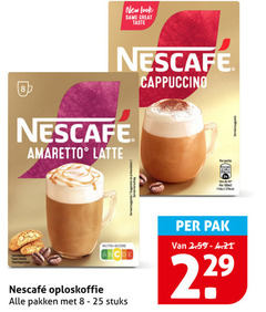  nescafe oploskoffie 8 25 100 new same taste cappuccino amaretto latte saveur nutri score pakken stuks 100ml pak 