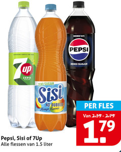  7-up sisi pepsi cola frisdrank refreshing lemon lime taste zero sugar up bubbles mango flavour fles flessen liter 