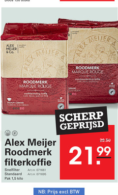  alex meijer koffie co. excellent quality lex r roodmerk rouge moulu standard snelfiltermaling mcafee medium gebrand eerlijk scherp geprijsd filterkoffie snelfilter pak 1 5 kilo 