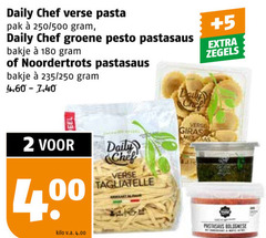  2 180 daily chef verse pasta pak 250 500 groene pesto pastasaus bakje noordertrots kilo v.a. tagliatelle 5 zegels bolognese 