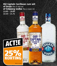  1 25 700 1000 old captain carribean rum wit bruin fles ml esbjaerg vodka balanced caribbean well matured liter v.a. 