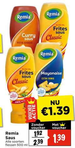  100 500 remia curry saus pittig frites classic mayonaise romig getest voucher soorten flessen ml 