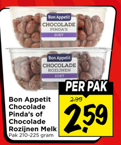  bon appetit chocolade zoet rozijnen pak melk 