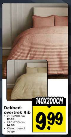  dekbed overtrek rib cm kleur roze beige 140x200cm 