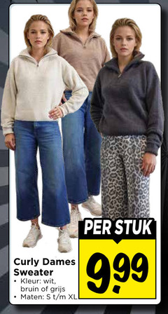  curly dames sweater kleur wit bruin grijs maten xl stuk 