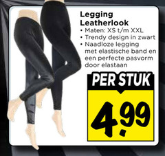  legging leatherlook maten xxl trendy design zwart naadloze elastische band pasvorm elastaan stuk 