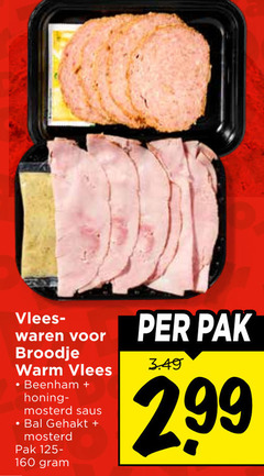  160 vlees broodje warm beenham honing mosterd saus bal gehakt pak 